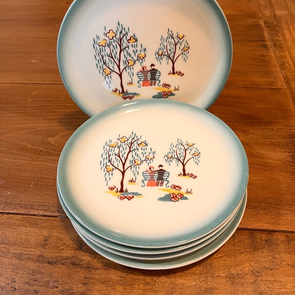 5 Vintage Brock of California Forever Yours Side/Salad MCM Plates 6 3/4”